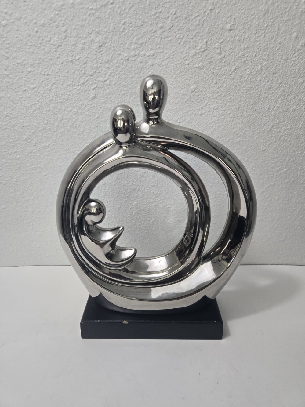 Modern Silver Ceramic Family Sculpture - Decorative Home Art